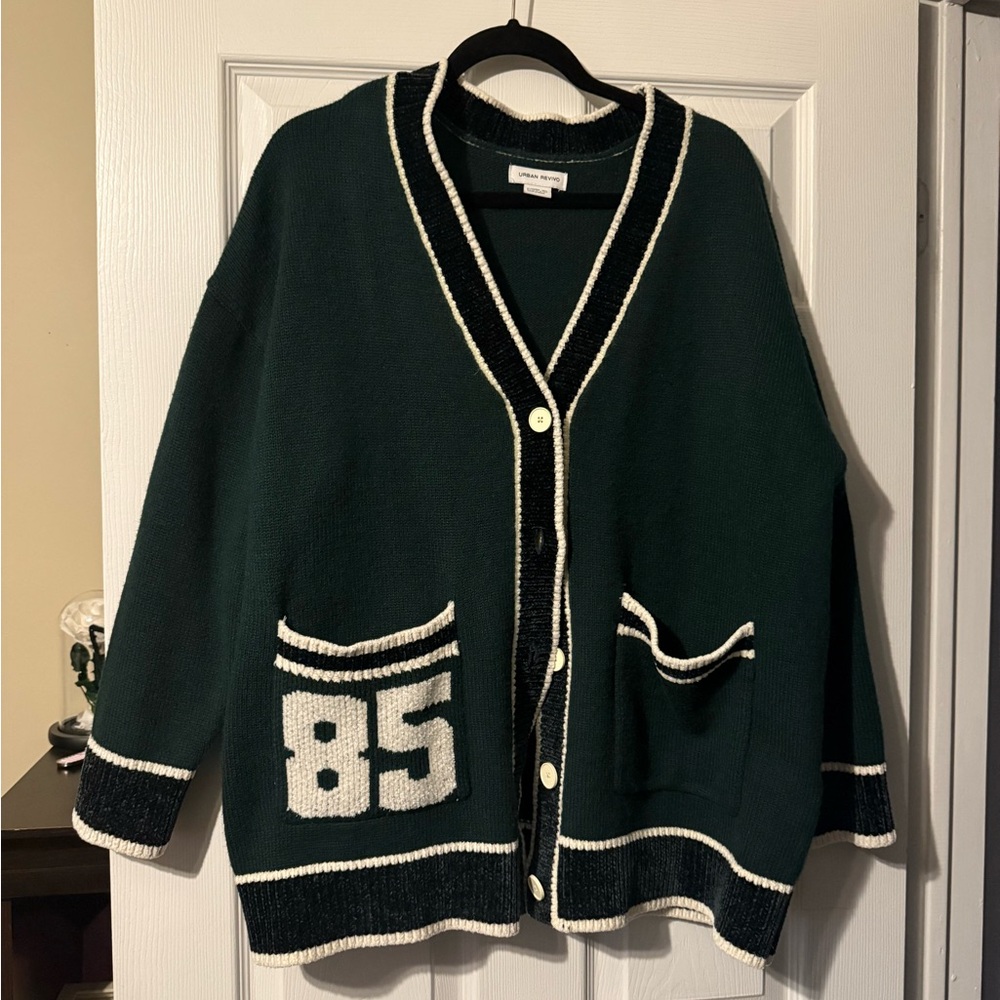 Green and White Women's Sweater